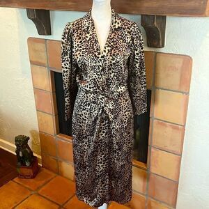 REBECCA TAYLOR Lynx-Print Short-Sleeve Ruffle Silk Dress, 4!